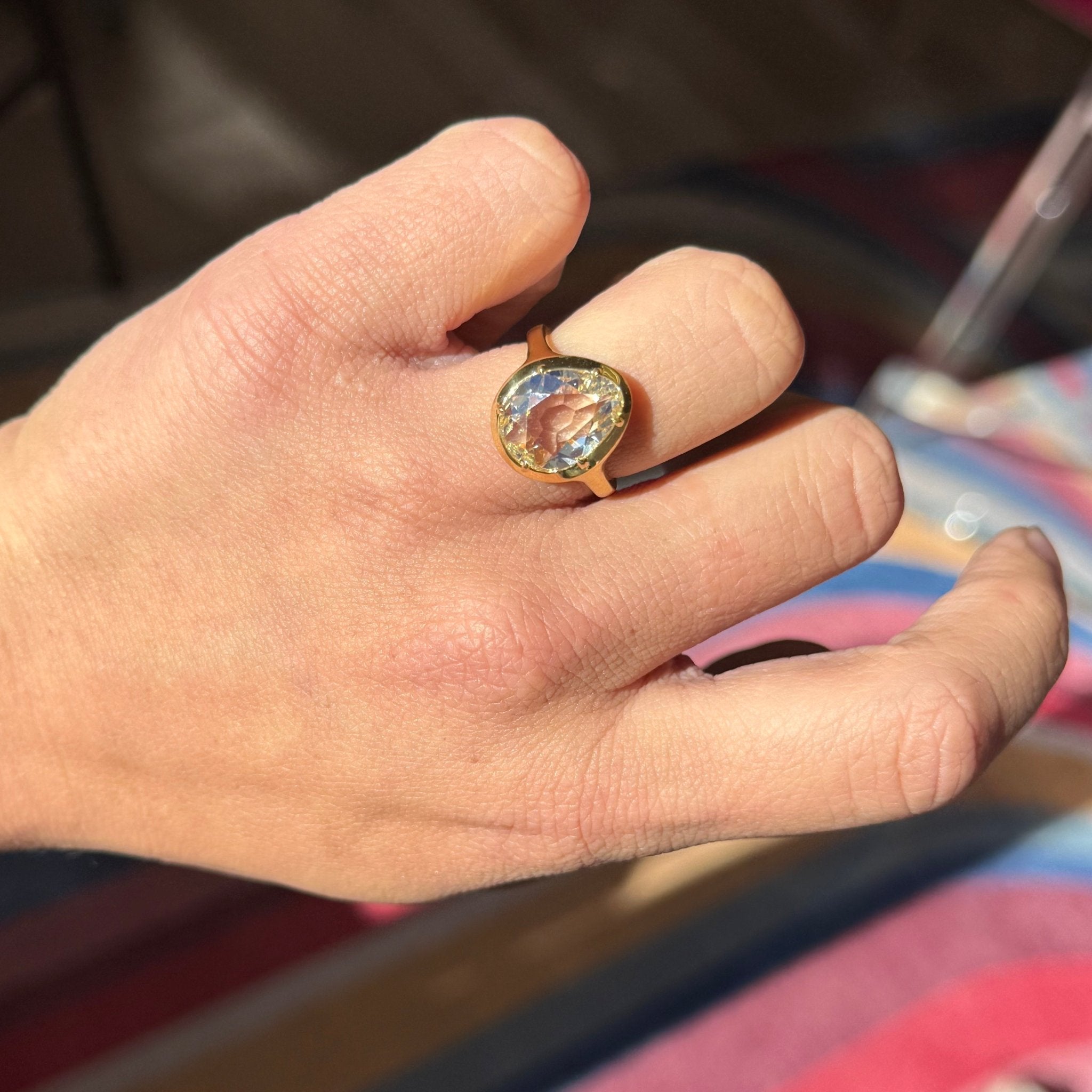 3.45ct Antique Pear Rose Cut Diamond Collet Solitaire, GIA