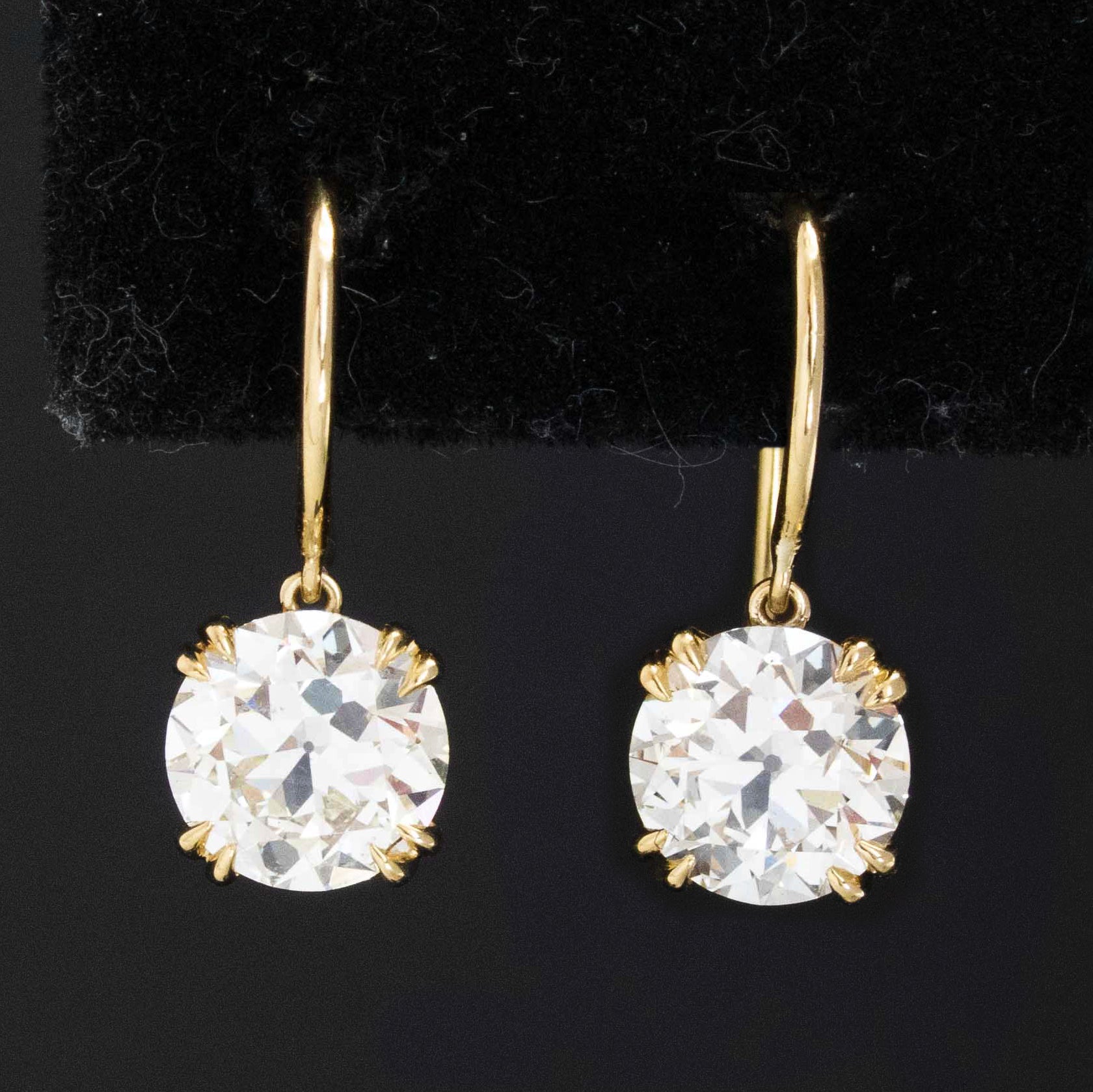 3.47ctw Old European Cut Diamond Drop Earrings
