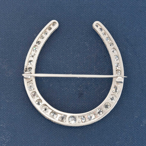 3.40ctw Antique Old European Cut Diamond Horseshoe Brooch