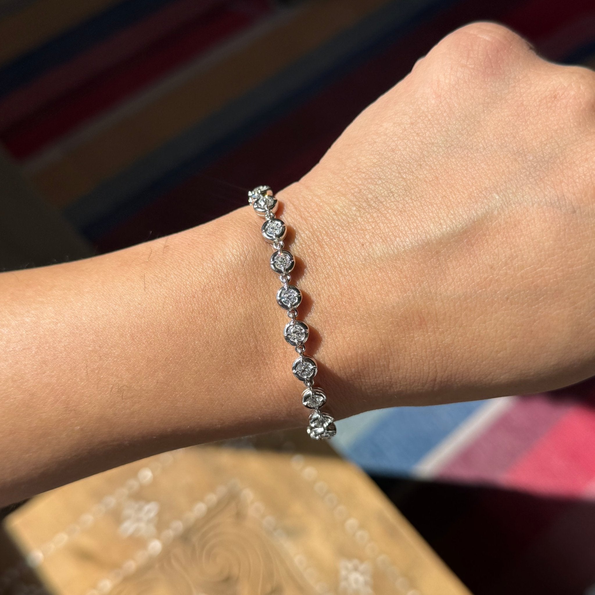 3.51ctw Old European Cut Diamond Collet Tennis Bracelet