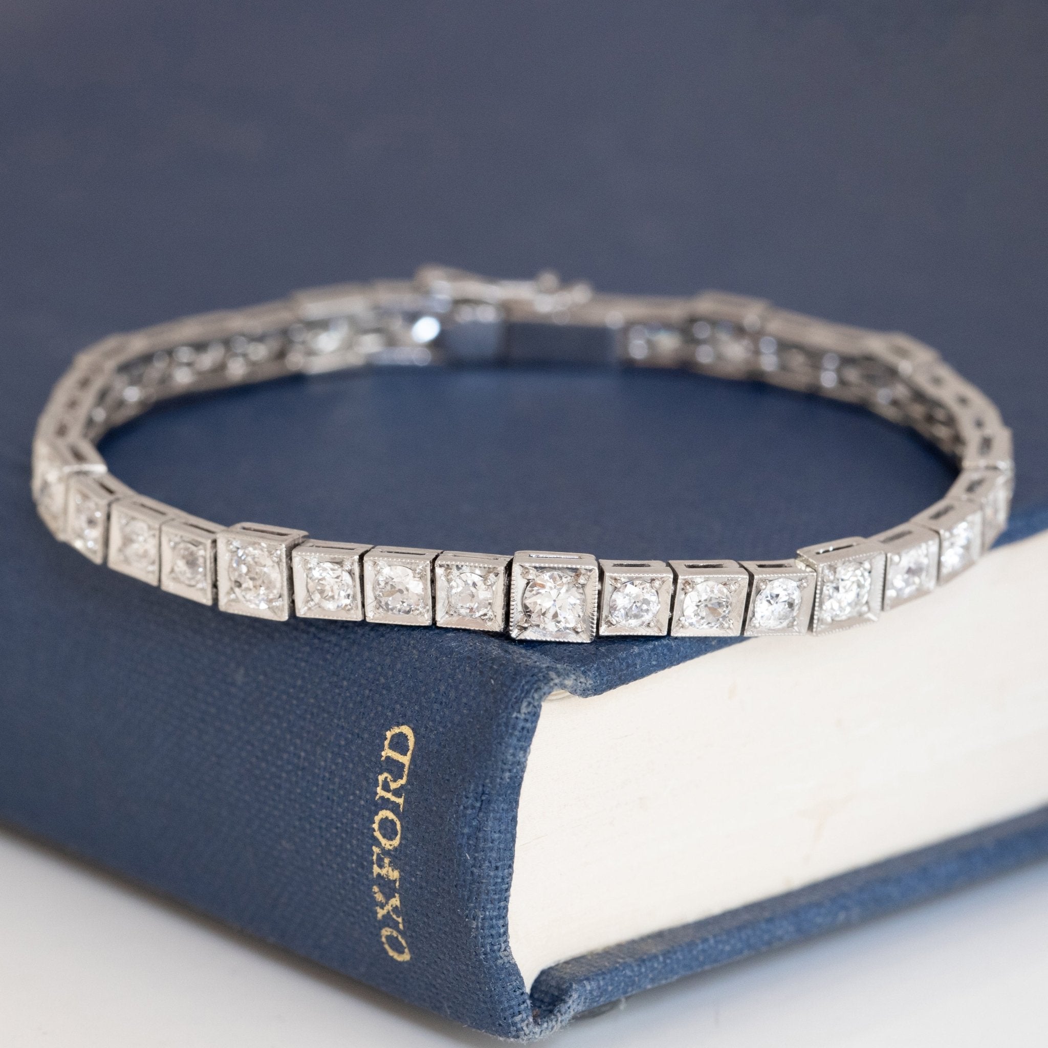 3.55ctw Art Deco Old European Cut Diamond Block Bracelet