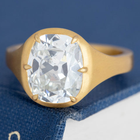 3.57ct Old Mine Cut Diamond Collet Solitaire, GIA K SI1
