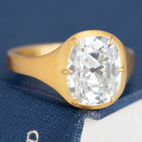 3.57ct Old Mine Cut Diamond Collet Solitaire, GIA K SI1