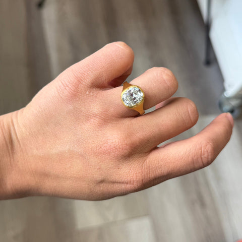 3.57ct Old Mine Cut Diamond Collet Solitaire, GIA K SI1