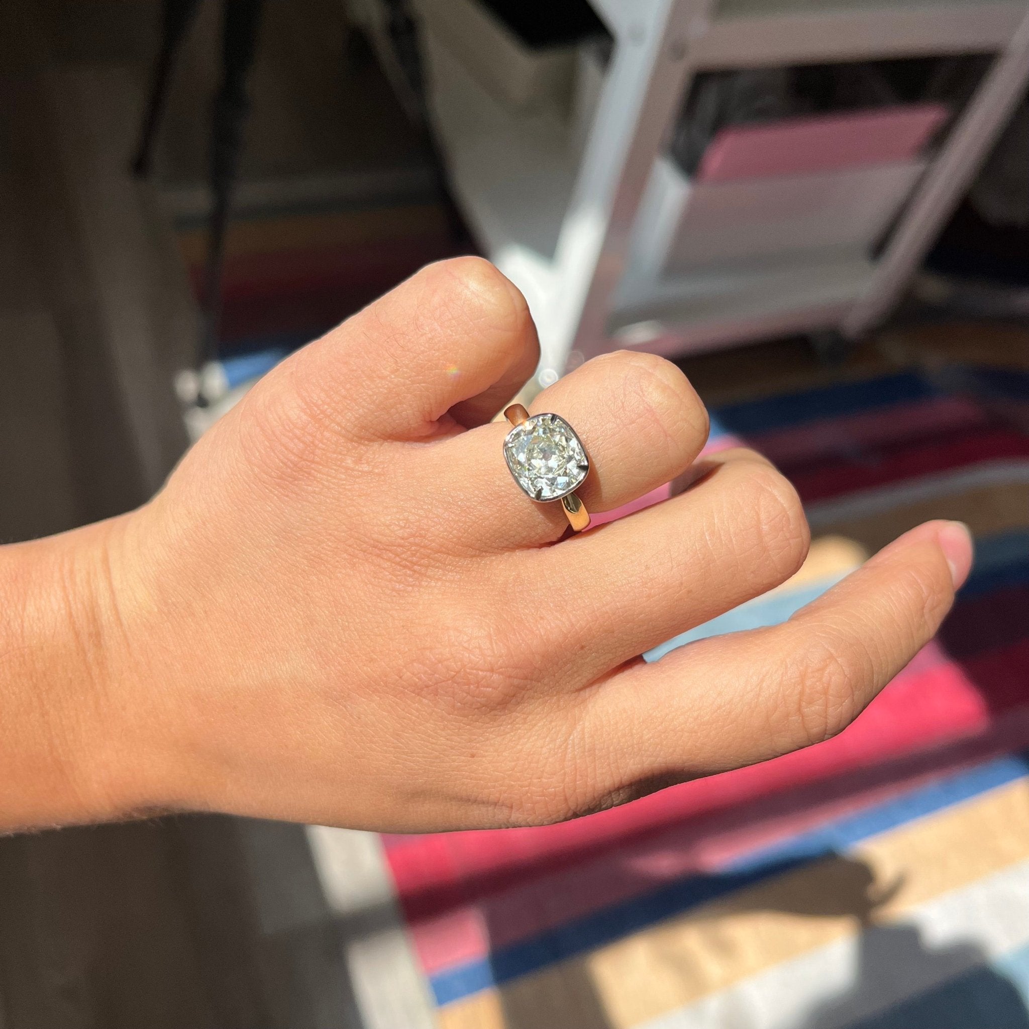 3.57ct Old Mine Cut Diamond Collet Solitaire, GIA M SI1