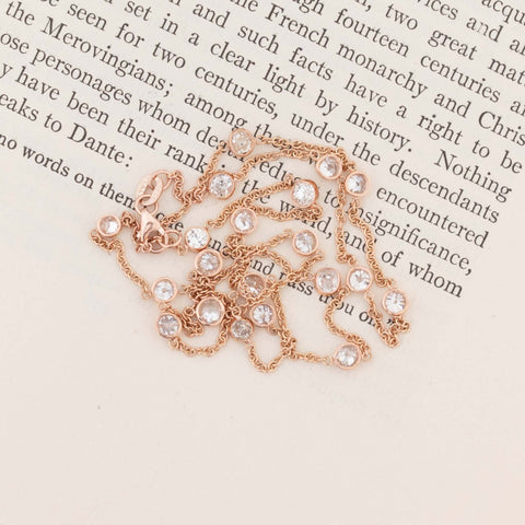 3.60ctw Mixed Old Cut Diamond Station Necklace