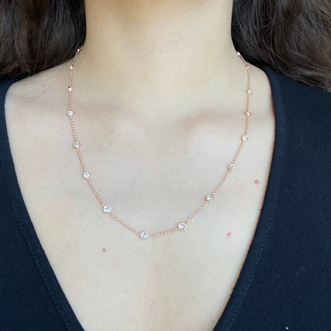 3.60ctw Mixed Old Cut Diamond Station Necklace