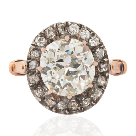 3.65ct Old Mine Cut Diamond Cluster Ring, GIA