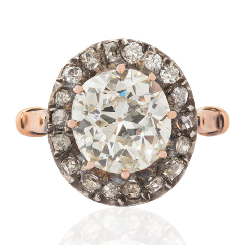 3.65ct Old Mine Cut Diamond Cluster Ring, GIA