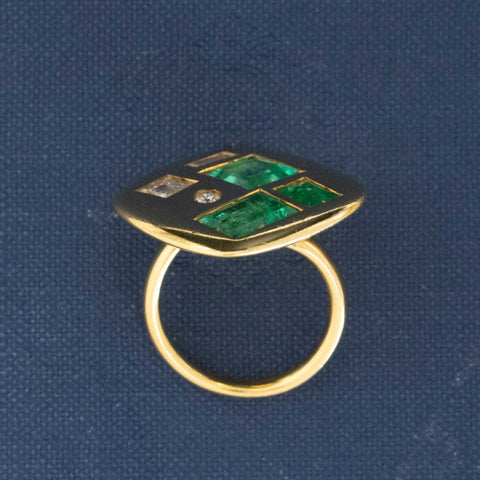 3.65ctw Diamond & Emerald Ring