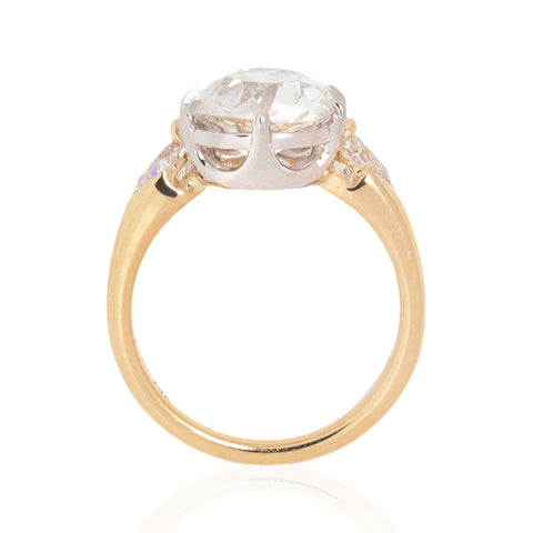 3.66ctw Old Mine Cut Diamond Ring, GIA J