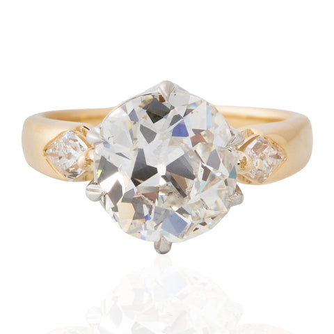 3.66ctw Old Mine Cut Diamond Ring, GIA J