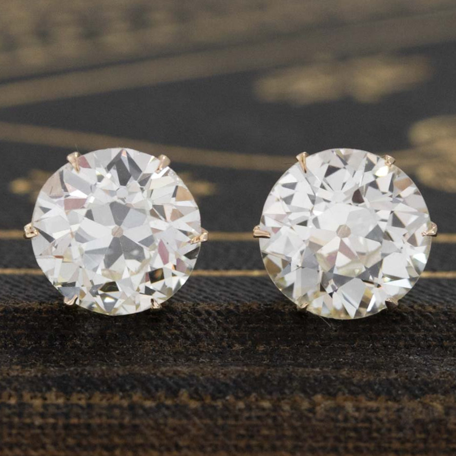 3.69ctw Old European Cut Diamond Studs, GIA