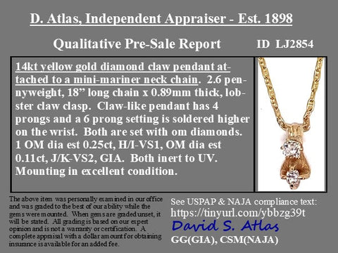.36ctw Vintage Diamond Claw Pendant