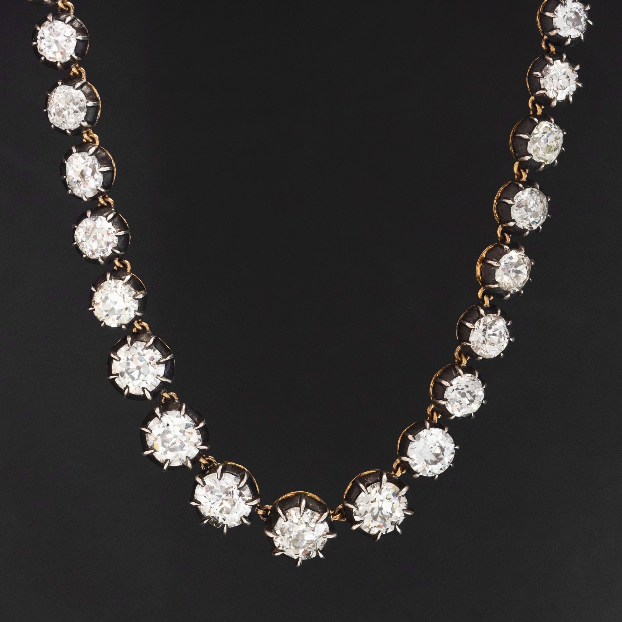 37.08ctw Victorian Revival Old Cut Diamond Riviere Necklace