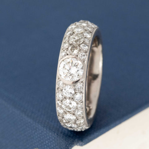 3.73ctw Vintage Mixed Cut Diamond Cluster Eternity Band