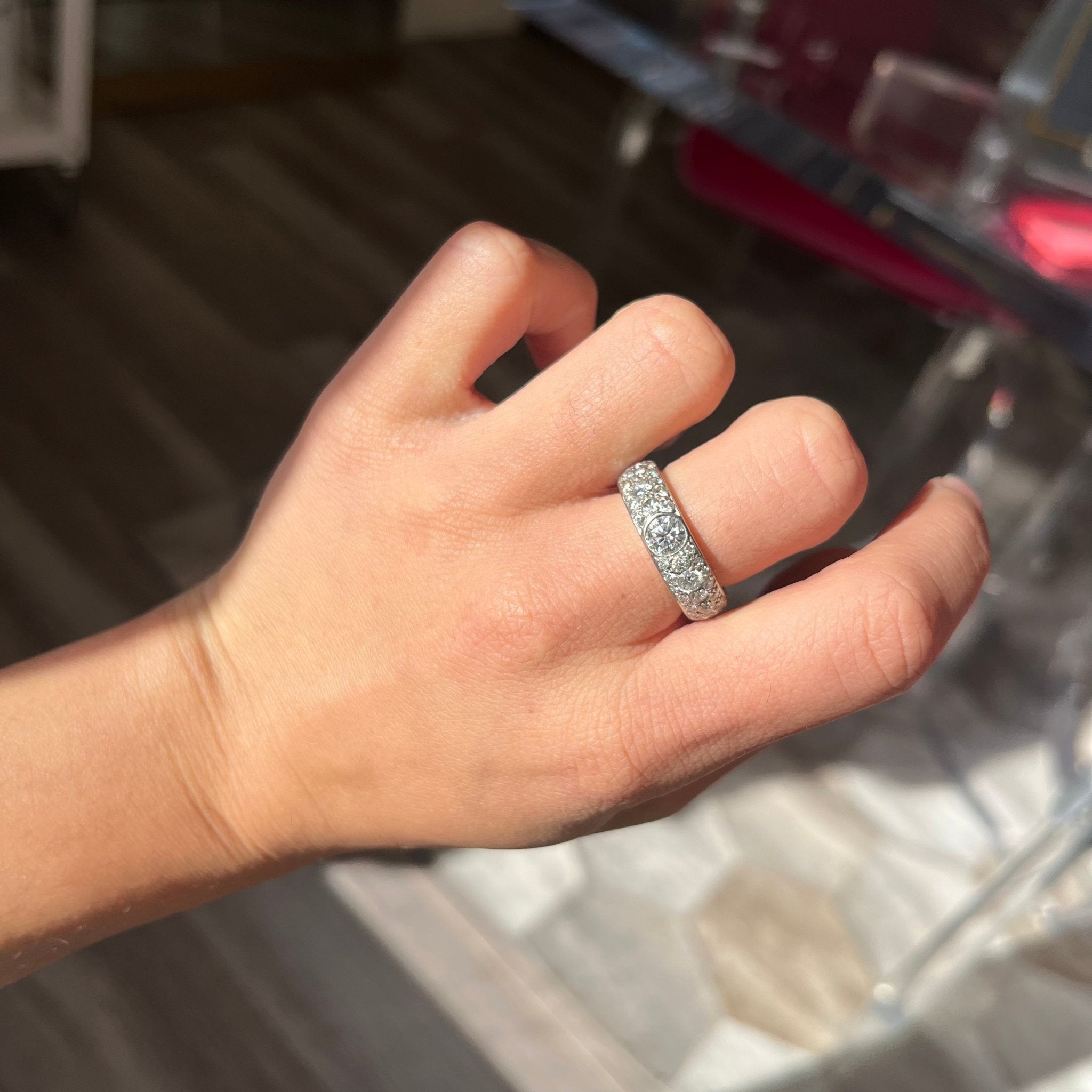 3.73ctw Vintage Mixed Cut Diamond Cluster Eternity Band