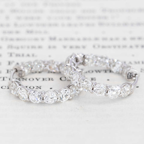 3.76ctw Old European Cut Diamond Inside Out Hoop Earrings