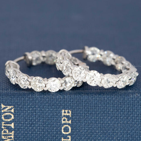 3.76ctw Old European Cut Diamond Inside Out Hoop Earrings
