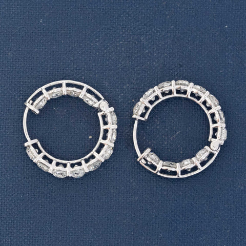 3.76ctw Old European Cut Diamond Inside Out Hoop Earrings
