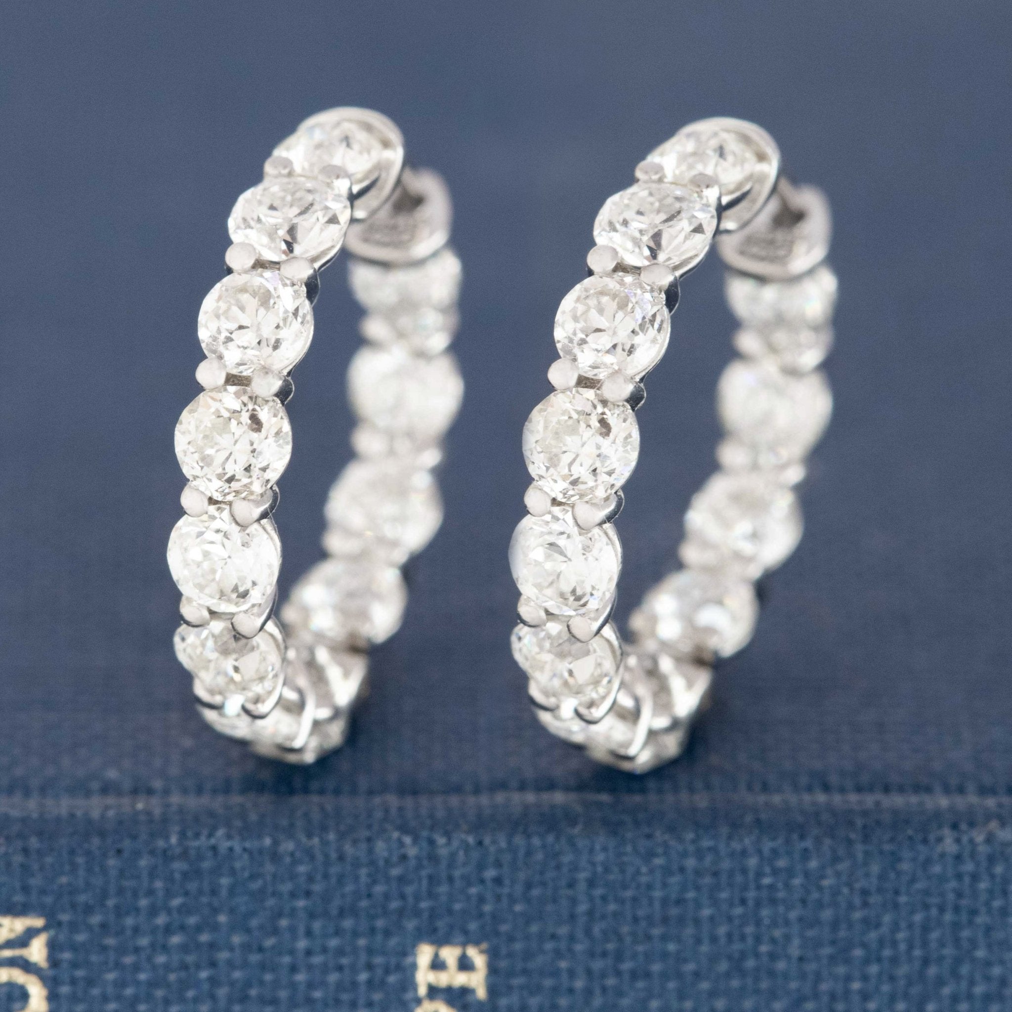 3.76ctw Old European Cut Diamond Inside Out Hoop Earrings