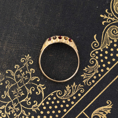 .37ctw Antique Ruby & Diamond 5-Stone Band