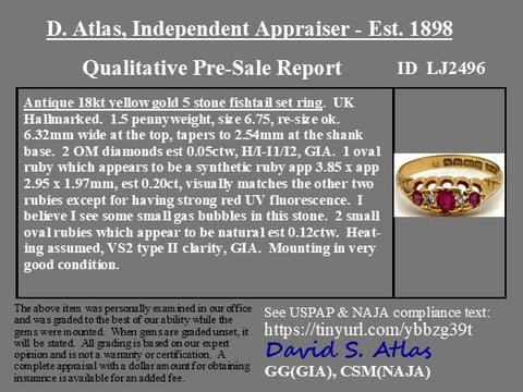 .37ctw Antique Ruby & Diamond 5-Stone Band