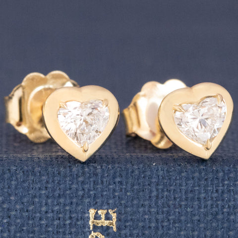 .37ctw Heart Diamond Bezel Stud Earrings