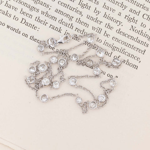 3.80ctw Mixed Old Cut Diamond Station Necklace