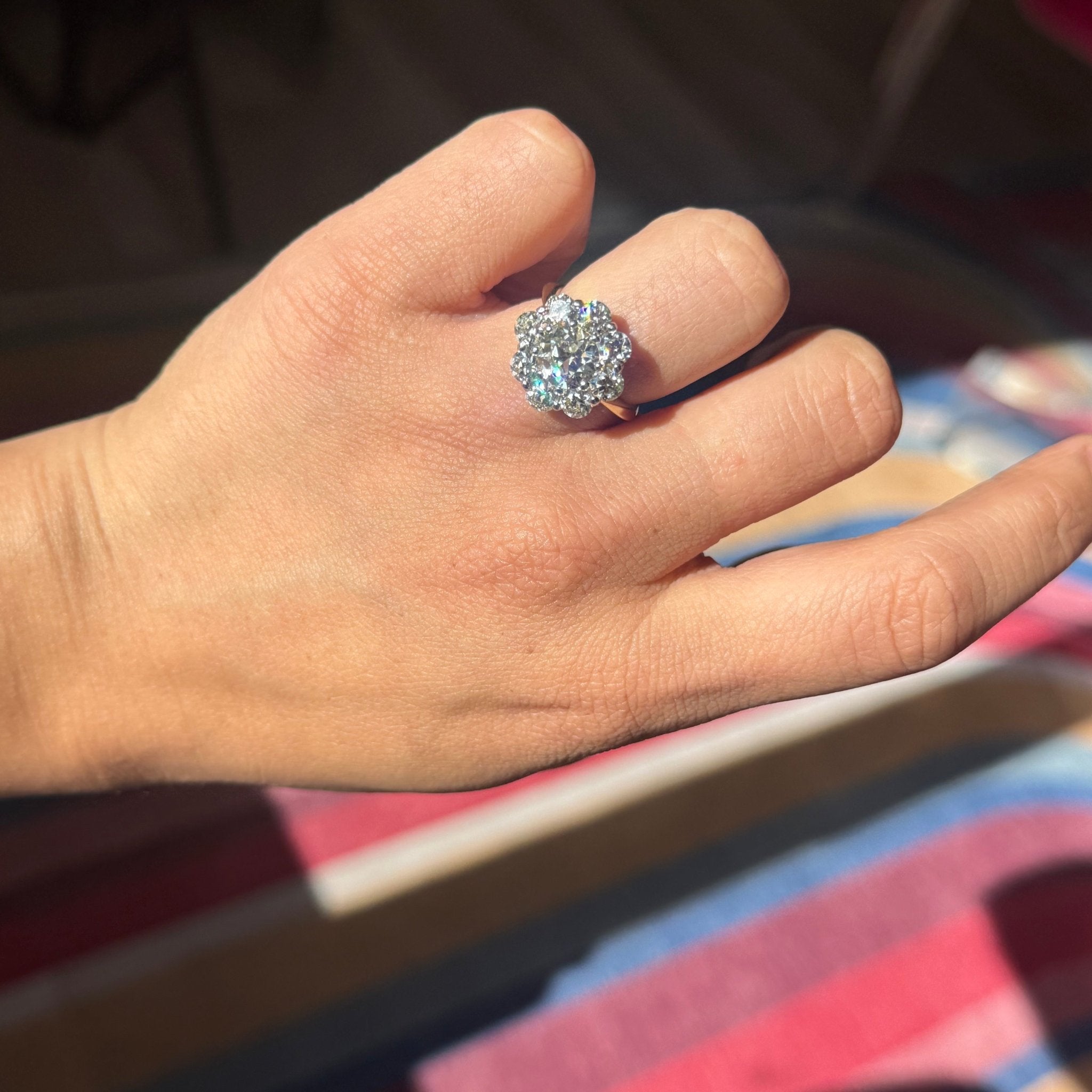 3.82ctw Old European Cut Diamond Cluster Ring, GIA U-V VVS1