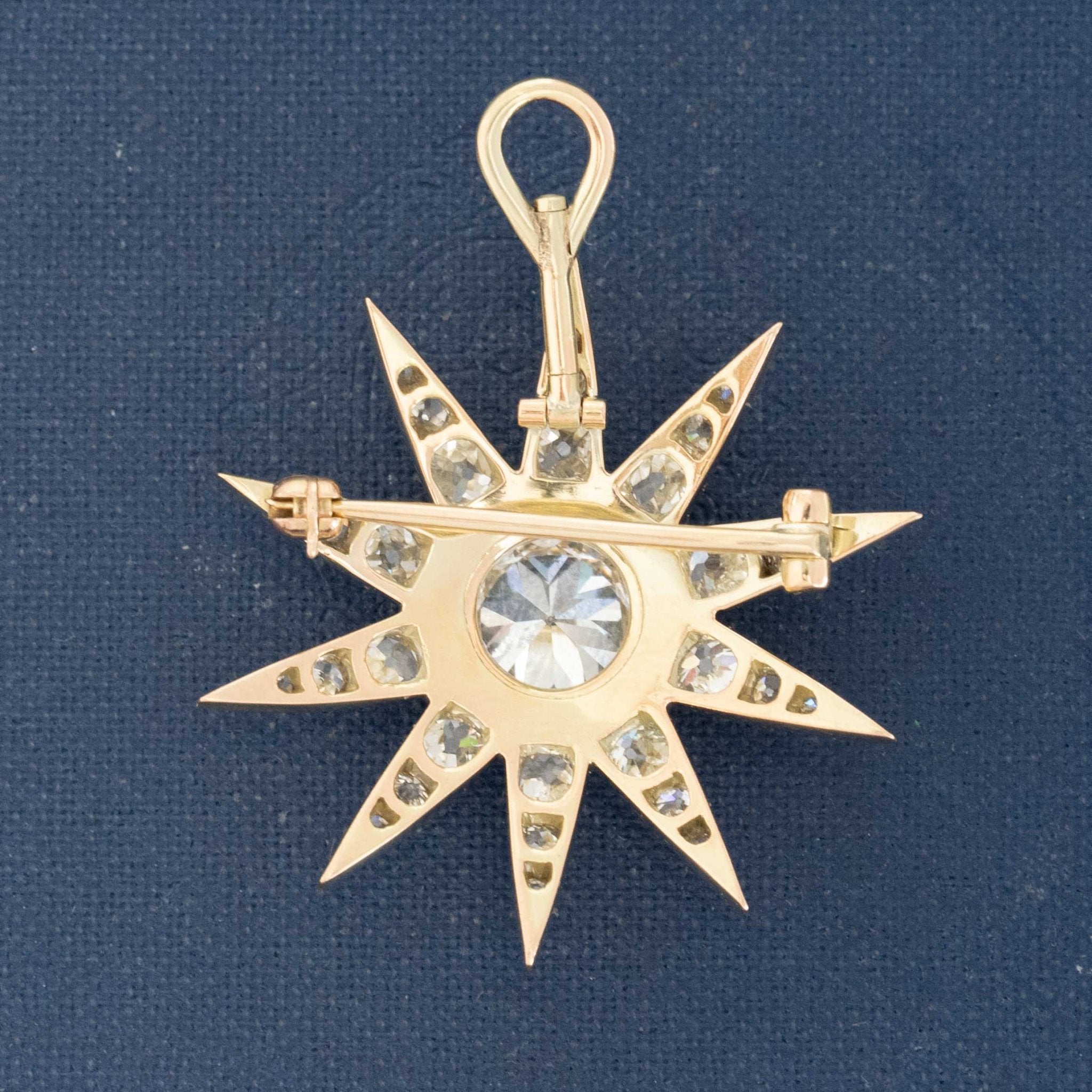3.82ctw Vintage Old European Cut Diamond Starburst Pendant