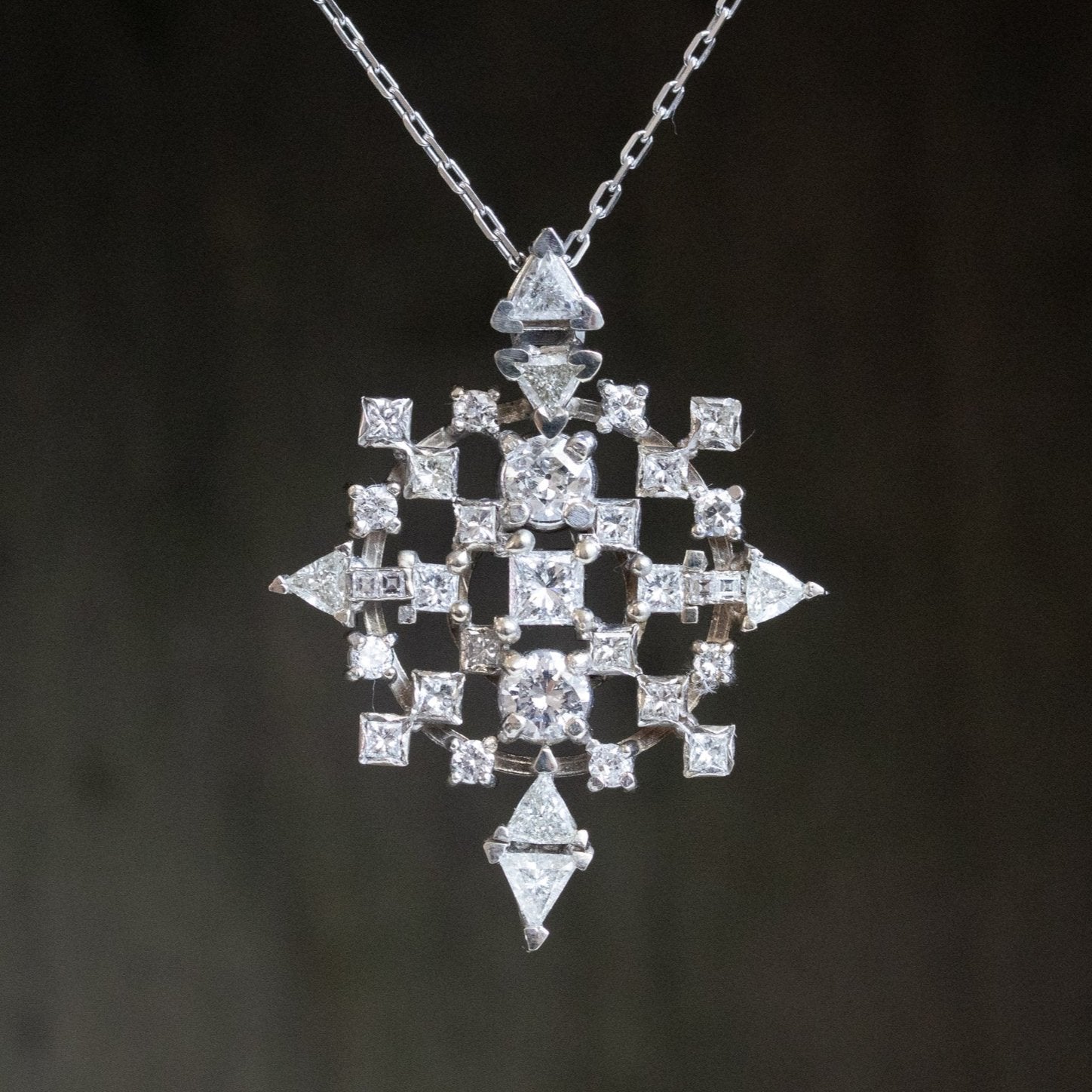 3.84ctw Diamond Snowflake Motif Pendant