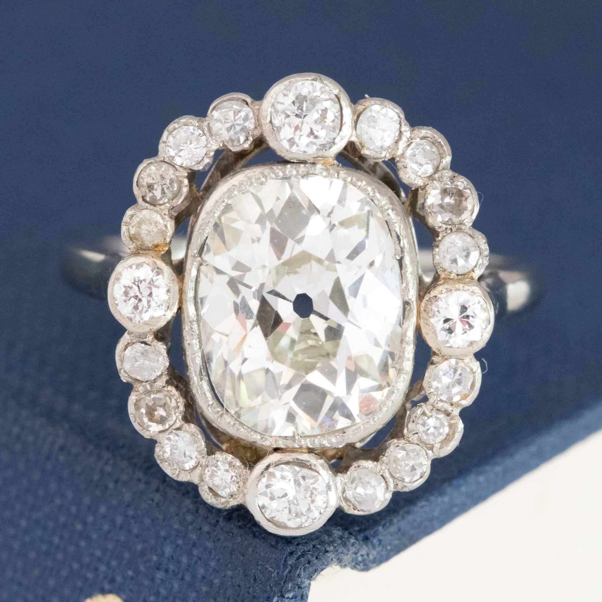 3.88ctw Belle Epoque Old Mine Cut Diamond Ring