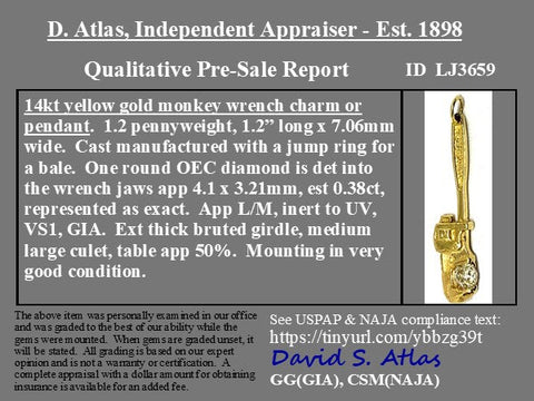 .38ct Diamond Wrench Charm/Pendant