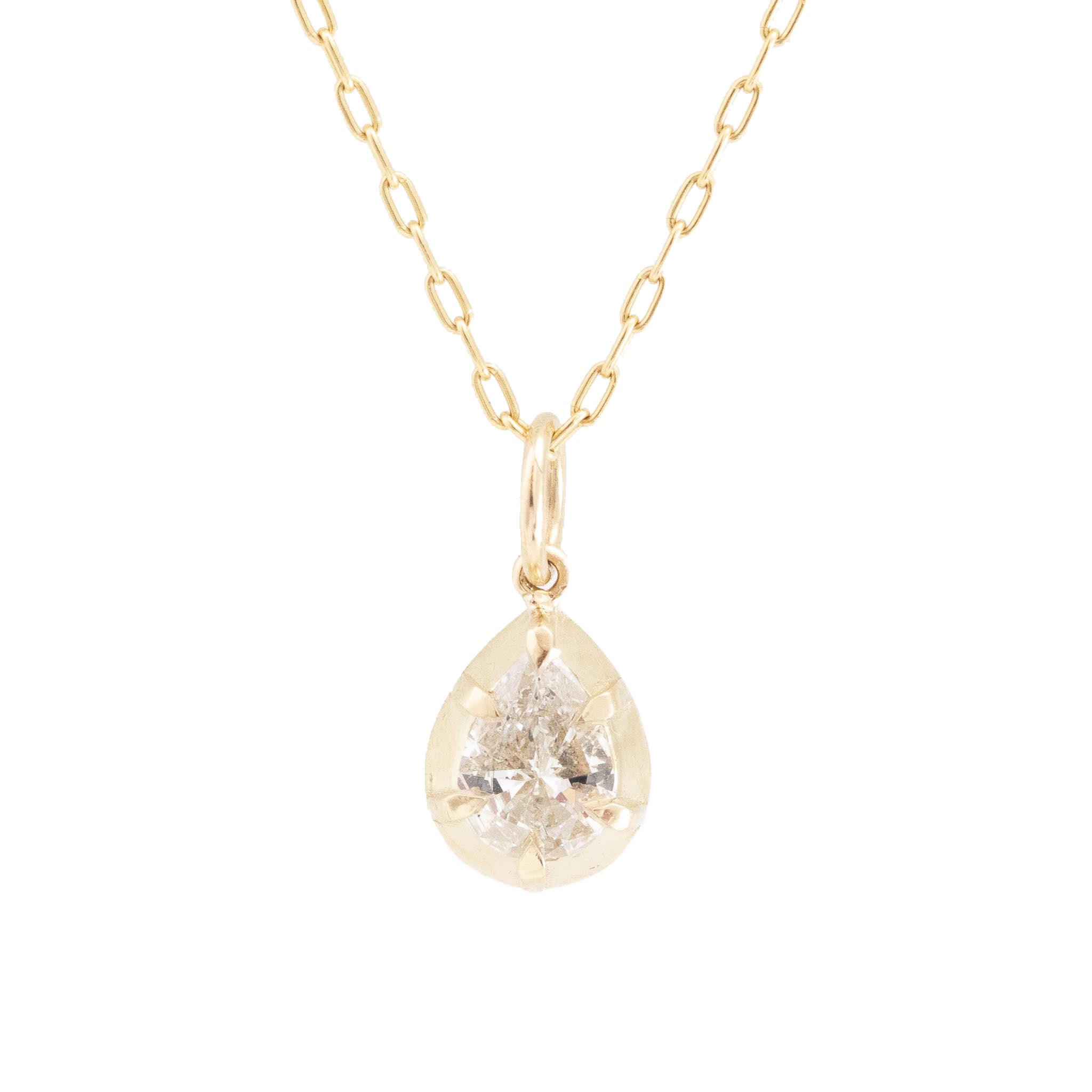 .38ct Pear Cut Diamond Collet Pendant