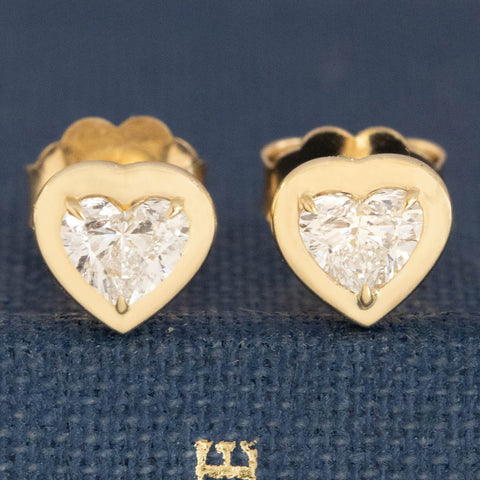 .38ctw Heart Cut Diamond Bezel Stud Earrings