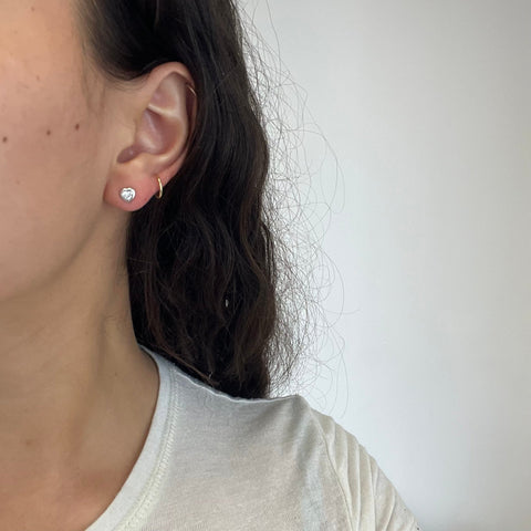 .38ctw Heart Diamond Bezel Stud Earrings
