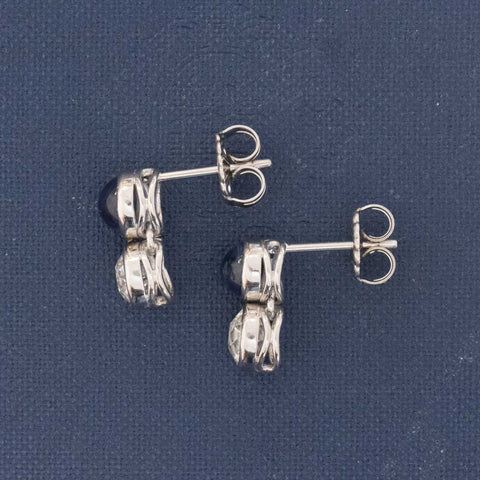 3.94ctw Diamond & Sapphire Drop Bezel Earrings