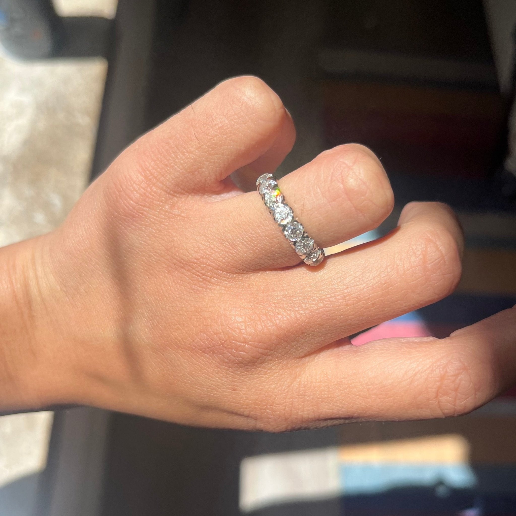 3.96ctw Old European Cut Diamond Eternity Band