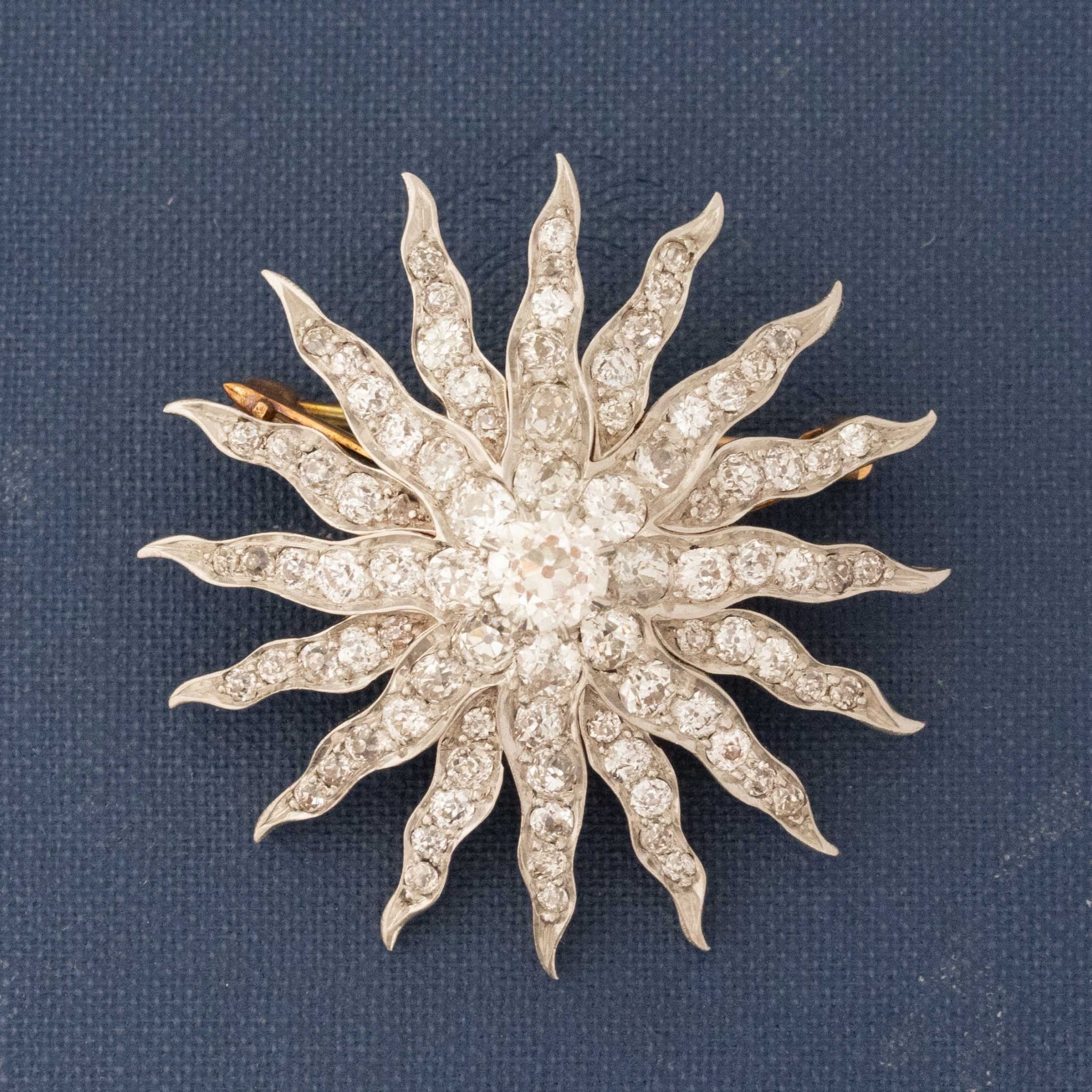 3.97ctw Edwardian Diamond Starburst Brooch/Pendant