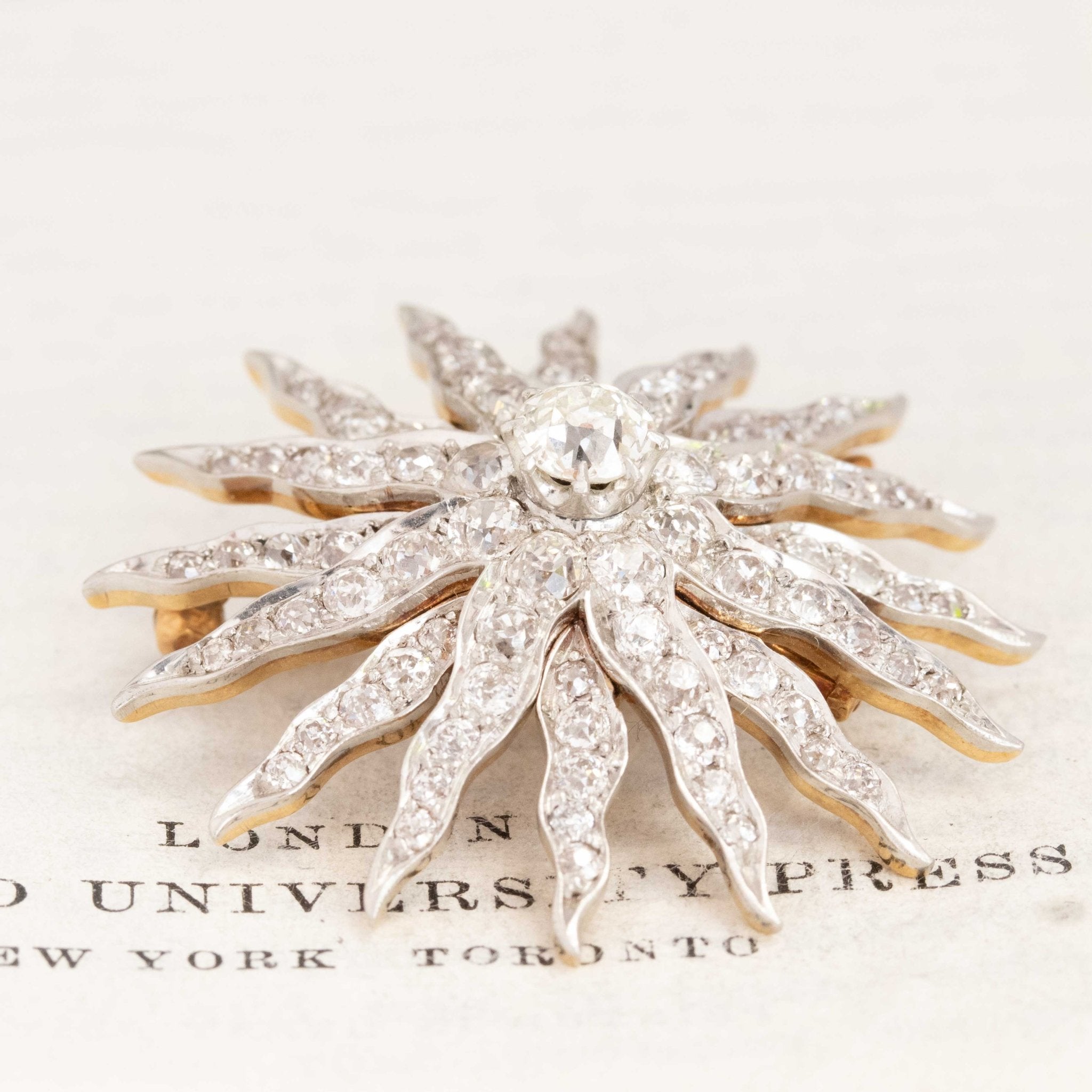 3.97ctw Edwardian Diamond Starburst Brooch/Pendant