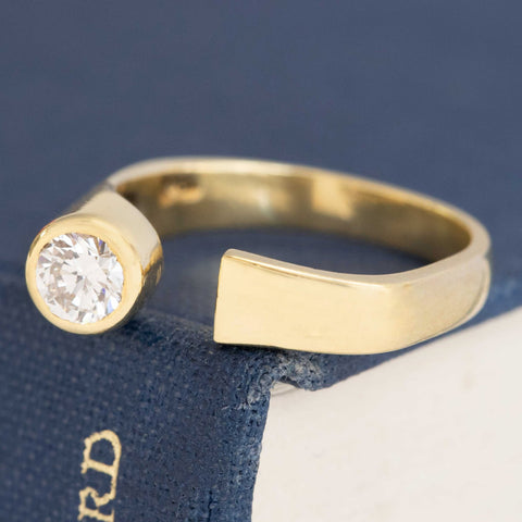 .39ct Vintage Round Brilliant Cut Diamond Open Bezel Ring