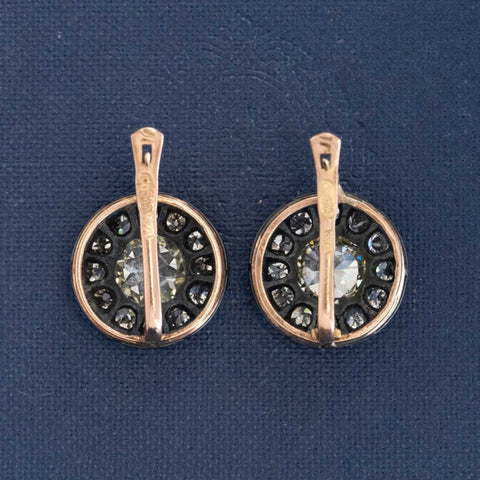 4.00ctw Antique Old European Cut Diamond Collet Cluster Earrings