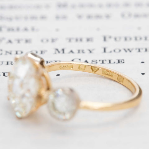 4.00ctw Edwardian Old European Cut Diamond Trilogy Ring, English, GIA N VS1