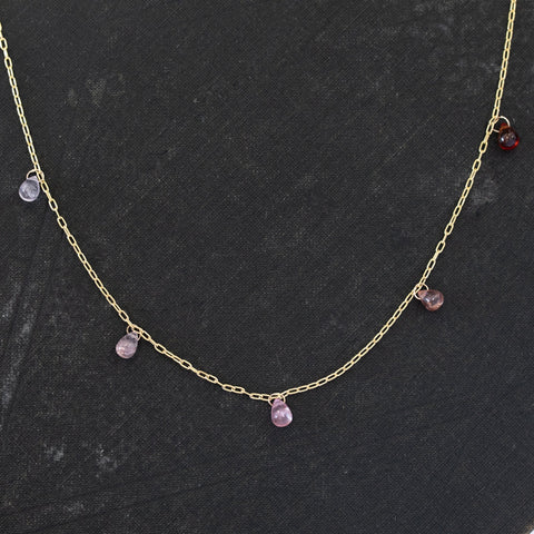 4.01ctw Pink Spinel Ombre Station Necklace
