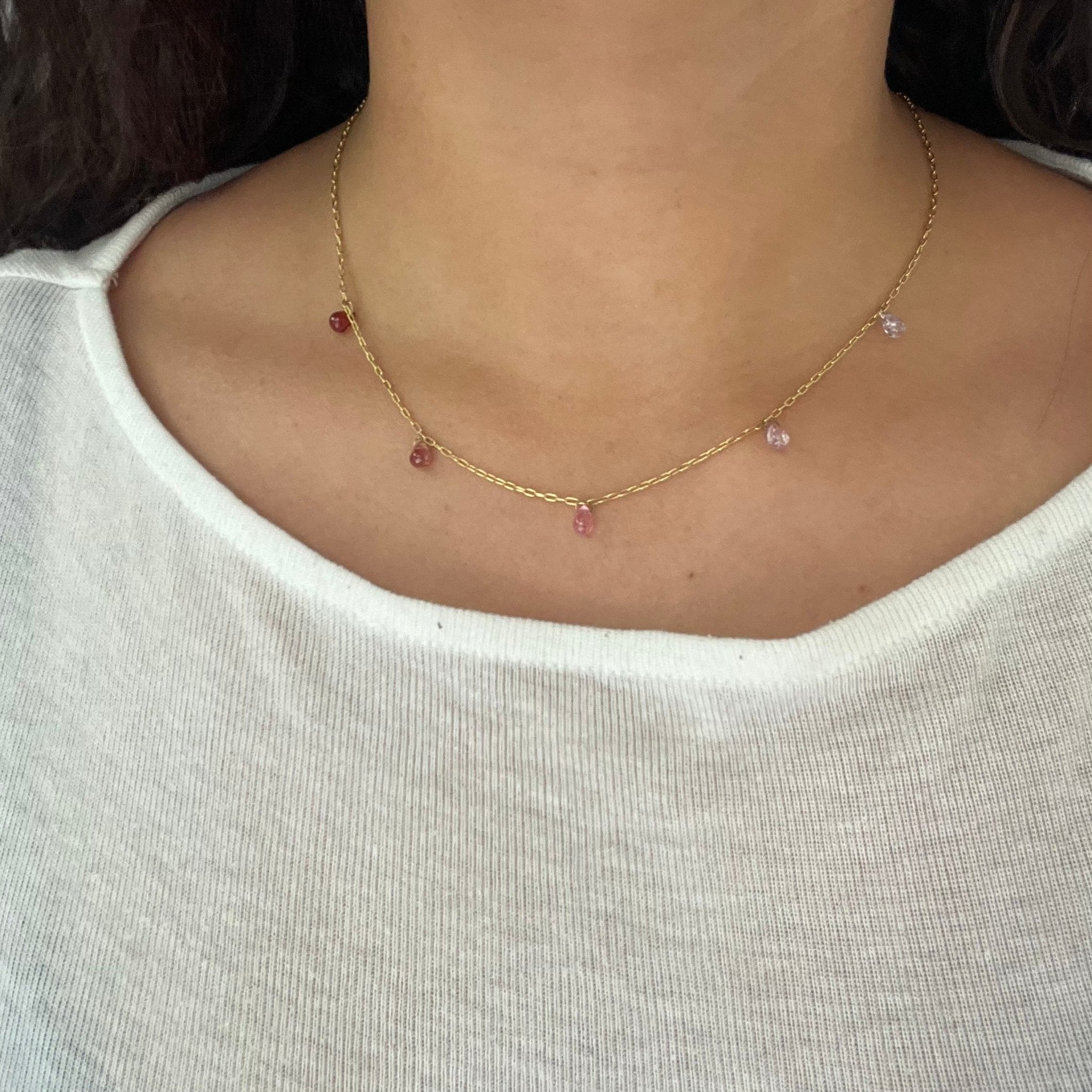 4.01ctw Pink Spinel Ombre Station Necklace