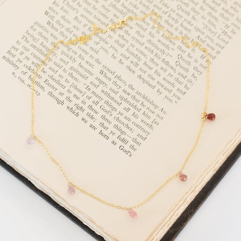 4.01ctw Pink Spinel Ombre Station Necklace