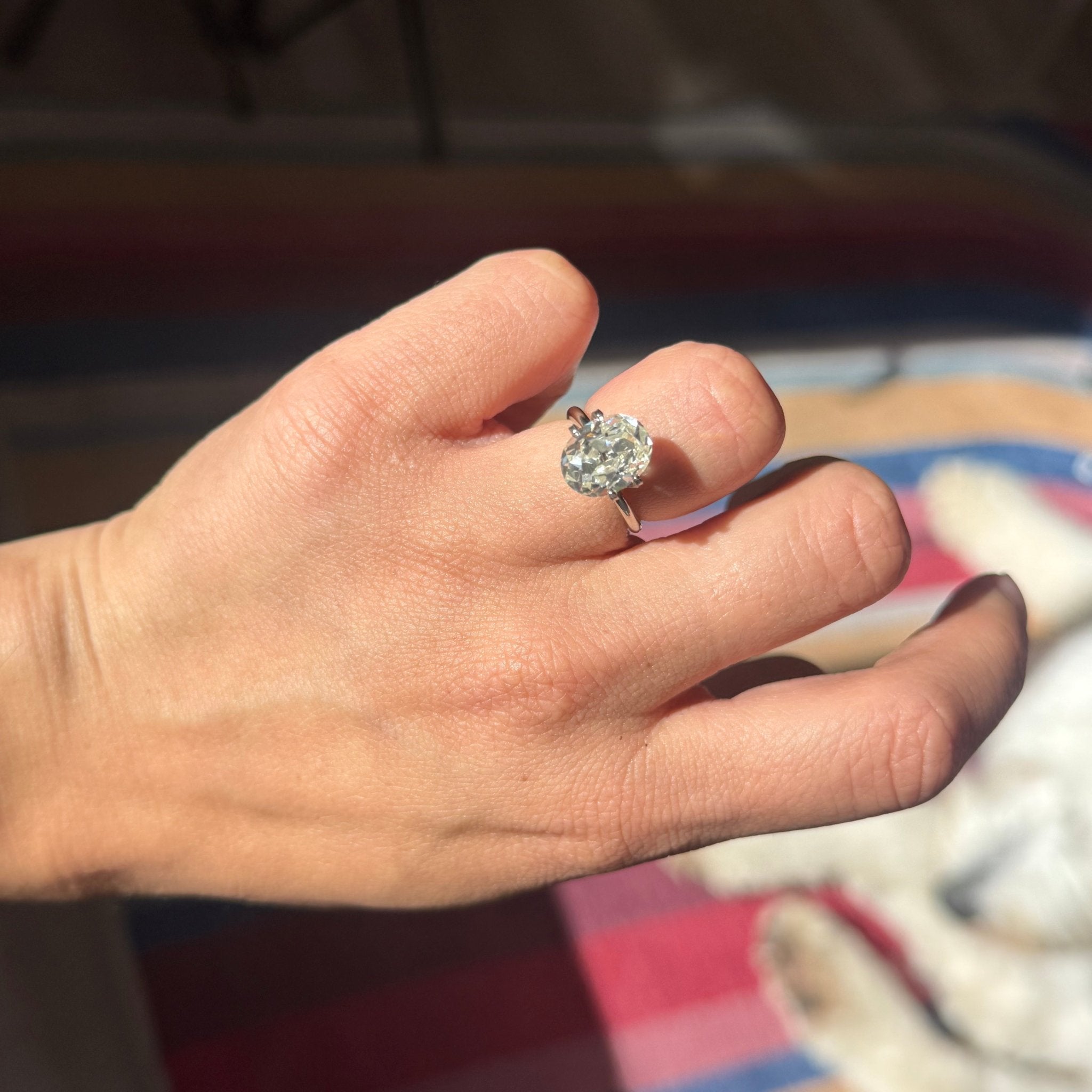 4.02 Oval Old Mine Cut Diamond, GIA M VS2