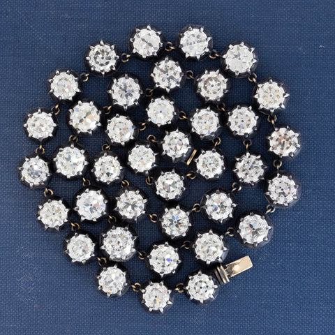 40.58ctw Old European Cut Diamond Collet Riviere Necklace