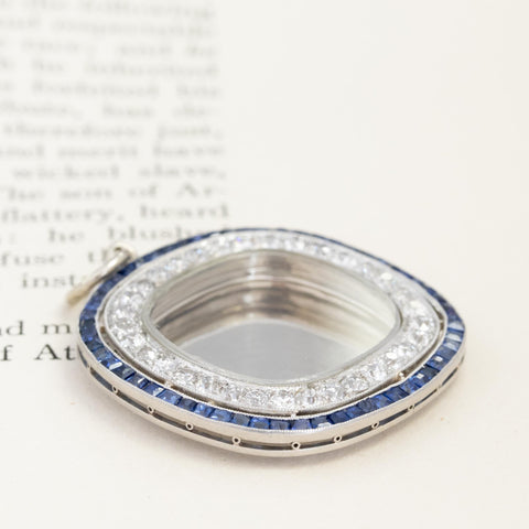 4.05ctw Antique Diamond & Sapphire Locket Pendant
